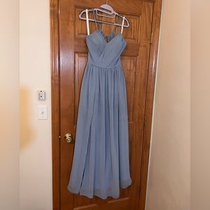 Azazie Cora dusty blue size 2 bridesmaid dress